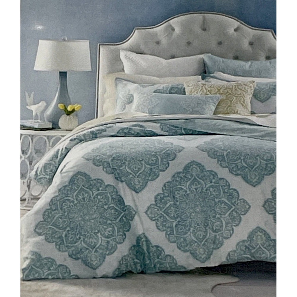 NET‎ Sky Allegra 2 Euro Pillow Shams 100% Cotton Baby Blue 26x26 $155